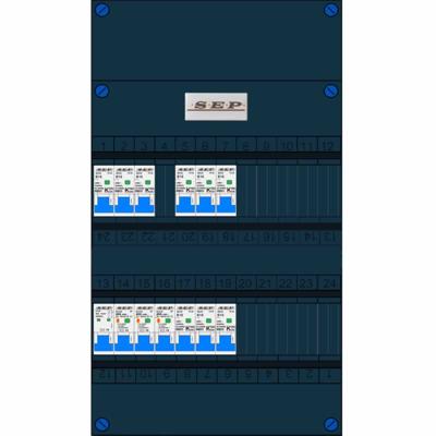 SEP 9 groepenkast 9 installatieautomaat 16A 3 aardlekschakelaars 30mA CHB24 230V