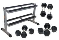 RS Sports Voordeelset Hexa dumbells l 1 t/m 10 kg + dumbellrek 2 laags - thumbnail