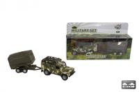 Kids Globe die-cast land rover met aanhanger leger, 27cm - thumbnail