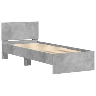 Bedframe met hoofdeinde bewerkt hout betongrijs 90x200 cm