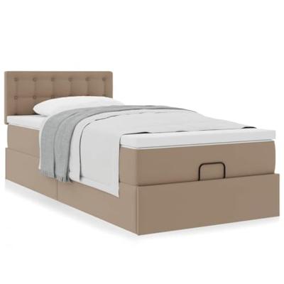Ottomaanse bed met matras 90x190cm kunstleer cappuccinokleurig
