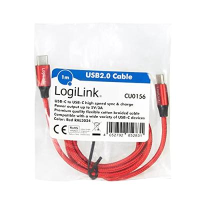 USB 2.0 aansluitkabel, USB (type C) naar USB (type C) rood, 1m