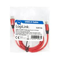 USB 2.0 aansluitkabel, USB (type C) naar USB (type C) rood, 1m - thumbnail