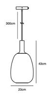 Smoke glas Hanglamp &apos;Alton 23&apos; zwart E27 fitting 23 cm - thumbnail