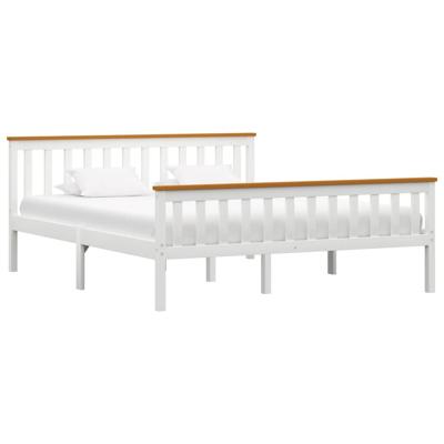 vidaXL Bedframe massief grenenhout wit 160x200 cm