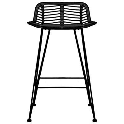 Barstoelen 2 st rattan zwart Barstoelen 2 st rattan zwart