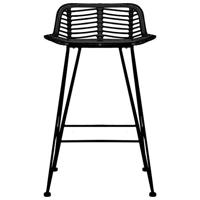 Barstoelen 2 st rattan zwart - thumbnail