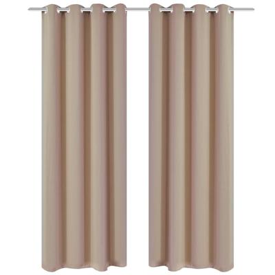 VidaXL Gordijnen met metalen ringen verduisterend 135x175 crème 2 st