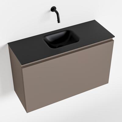 MONDIAZ OLAN 80cm toiletmeubel smoke. LEX wastafel urban midden geen kraangat