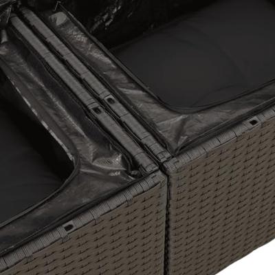 10-delige Loungeset met kussens poly rattan zwart - thumbnail