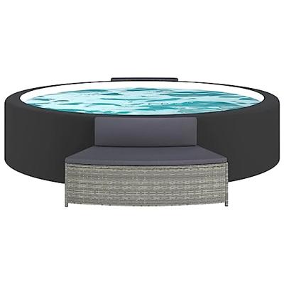 Spa-bankjes met kussens 2 st poly rattan grijs