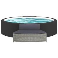 Spa-bankjes met kussens 2 st poly rattan grijs - thumbnail