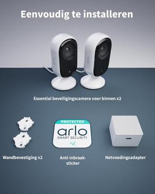 ARLO ESSENTIAL2 2K INDOOR CAMERA 2-PACK VMC3260-100EUS IP-Bewakingscameraset WiFi Met 2 cameras 2688 x 1520 Pixel ARLO ESSENTIAL2 2K INDOOR CAMERA 2-PACK VMC3260-100EUS IP-Bewakingscameraset WiFi Met 2 cameras 2688 x 1520 Pixel
