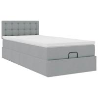 Ottoman bed met matras 90x190cm stof lichtgrijs - thumbnail