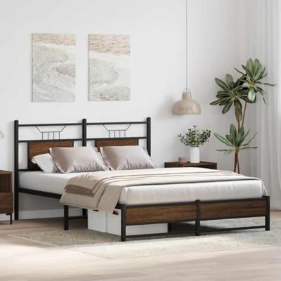 Bedframe zonder matras bewerkt hout bruin eikenkleur 137x190 cm