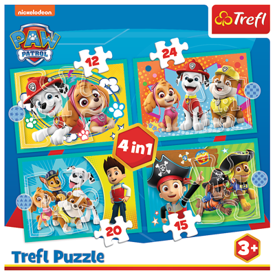 Trefl puzzel - paw patrol 4 in 1 puzzel - 12 tot 24 stukjes