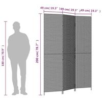 Kamerscherm 3 panelen poly rattan bruin - thumbnail