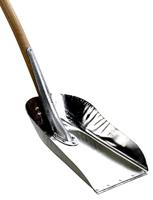 Stalschop 30 cm aluminium met slijtstrip en houten steel 145 cm - thumbnail