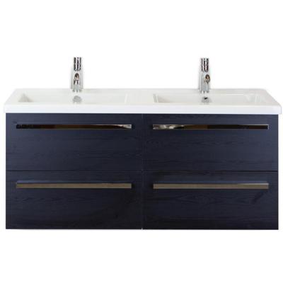 Seville Badmeubelset 120 cm - 4 Laden Black Oak - Wastafel Djazz Dubbel