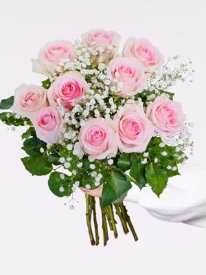 Roze Rozenboeket Noa + glasvaas Evita - Sweet Revival