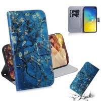 Abrikoos bloem patroon gekleurde tekening horizontale Flip lederen case voor Galaxy S10 E met houder & card slots & portemonnee - thumbnail