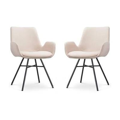 Nolon Noa-Eef Eetkamerstoelen Set van 2 - Beige - Zwarte Poten