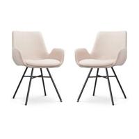 Nolon Noa-Eef Eetkamerstoelen Set van 2 - Beige - Zwarte Poten - thumbnail