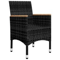 5-delige Bistroset poly rattan en gehard glas zwart - thumbnail
