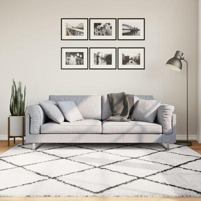 VidaXL Vloerkleed pamplona shaggy hoogpolig 200x200 cm crème en zwart
