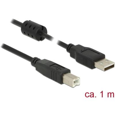 Delock 84895 USB-kabel USB 2.0 USB-A stekker, USB-B stekker 1.00 m Zwart Met Ferrietkern