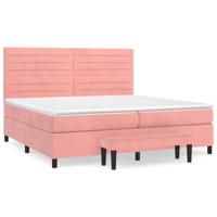 Boxspring met matras fluweel roze 200x200 cm - thumbnail