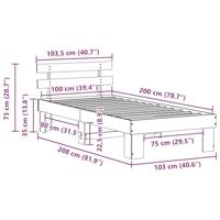 Bedframe met hoofdeinde Wit 100 x 200 cm Massief grenenhout - thumbnail
