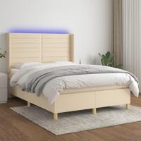 Boxspring met matras en LED stof crèmekleurig 140x200 cm - thumbnail