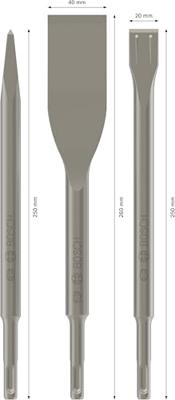 Bosch Professional Beitelset PRO SDS-Plus 3-delig - 2607019159 - thumbnail