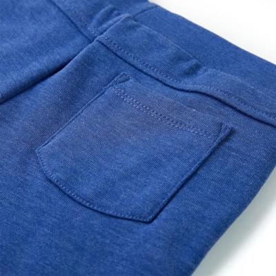 Kindershorts met trekkoord 128 gemleerd blauw - thumbnail