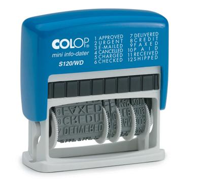 Colop tekststempel met datum Mini-Info Dater woorden: beantwoord, besteld, betaald per bank, gecontrol... Colop tekststempel met datum Mini-Info Dater woorden: beantwoord, besteld, betaald per bank, gecontrol...