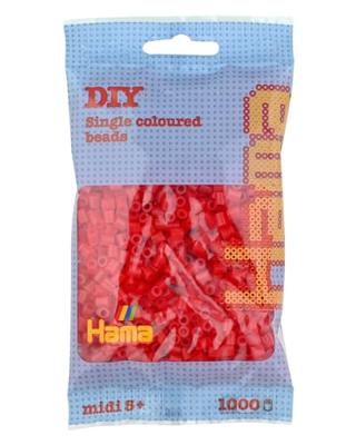 Hama midi strijkkralen - rood transparant (013), 1000st.