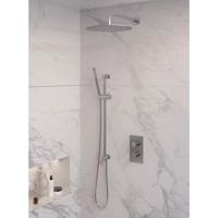 Brushed Edition thermostatische regendouche met 3-weg omstelling SET 40, inclusief 30 cm douchekop en gebogen muurarm, handdouche, doucheslang en geïntegreerde glijstang in RVS geborsteld PVD - thumbnail