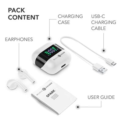 Cellularline In Ear headset Bluetooth, Draadloos Wit, Zwart Oplaadbox, Indicator voor batterijstatus, Volumeregeling