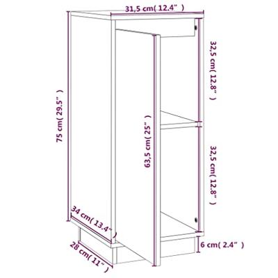 Dressoir 31,5x34x75 cm massief grenenhout