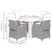 5-delige Tuinset met kussens poly rattan bruin - thumbnail