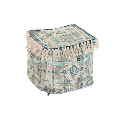 Poef DKD Home Decor Casablanca Blauw Franjes 40 x 40 x 40 cm