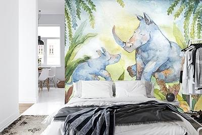 Fotobehang - Neushoorns voor in de Kinderkamer, te koop in 11 maten, incl behanglijm