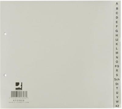 Q-CONNECT tabbladen, ft 21 x 23 cm, PP, 2-gaatsperforatie, set van A-Z, grijs