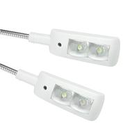 Adam Hall Dubbele LED zwanenhalslampjes op batterijen wit - thumbnail