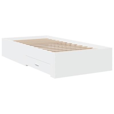Bedframe met lades bewerkt hout wit 100x200 cm