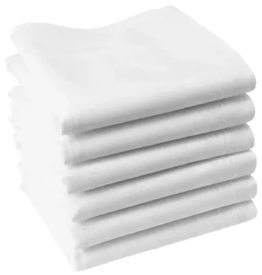 12 stuks De Luxe Heren zakdoeken - Wit - Stoffen katoenen zakdoeken