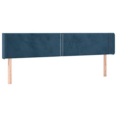 Hoofdbord LED 203x16x78/88 cm fluweel donkerblauw