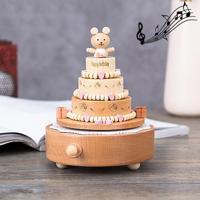 Verjaardag Cake vorm Home decor originaliteit houten muzikale dozen - thumbnail
