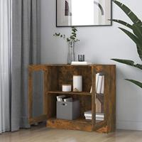 Vitrinekast 82,5x30,5x80 cm bewerkt hout gerookt eikenkleurig - thumbnail